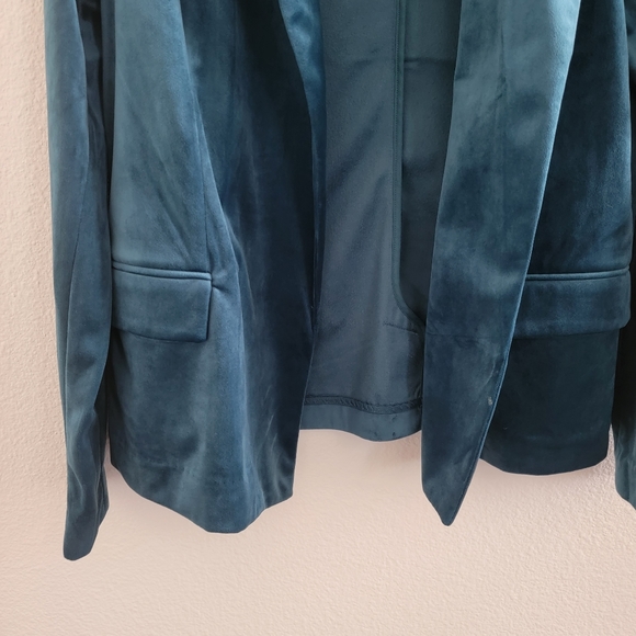 Velour Teal Blazer M - Picture 2 of 5